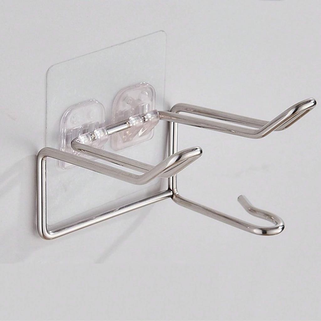 1pc-Hair Dryer Rack Stainless Steel Rack Toilet Punch-free Hanger Bathroom Hair Dryer Wall Hanging Storage Shelf Home Organizer