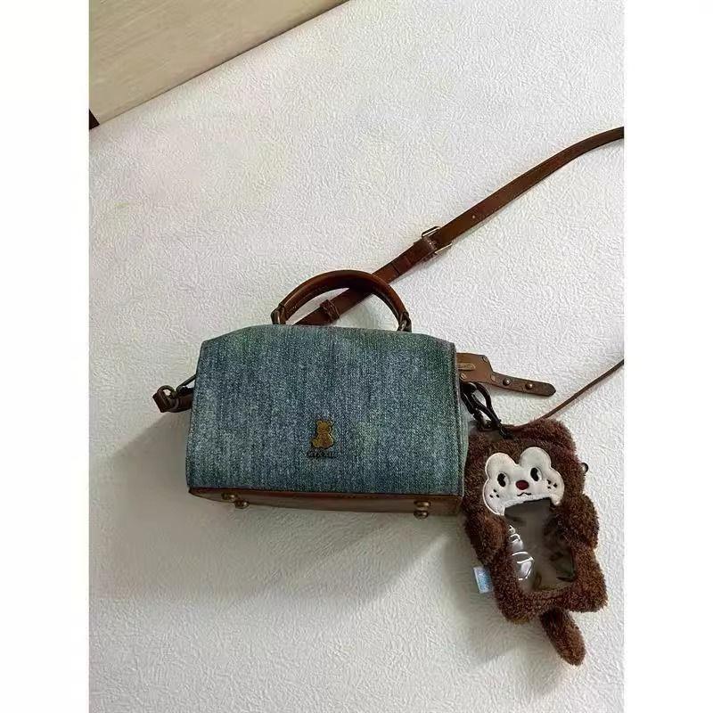 

Винтажная джинсовая сумка Boston, сумка-подушка, сумка-мешок, нишевый дизайн, 2024, новая модная сумка-мессенджер через плечо для женщин джинсовый синий