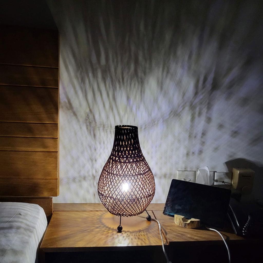 Rattan Table Lamp Natural Bulb Included