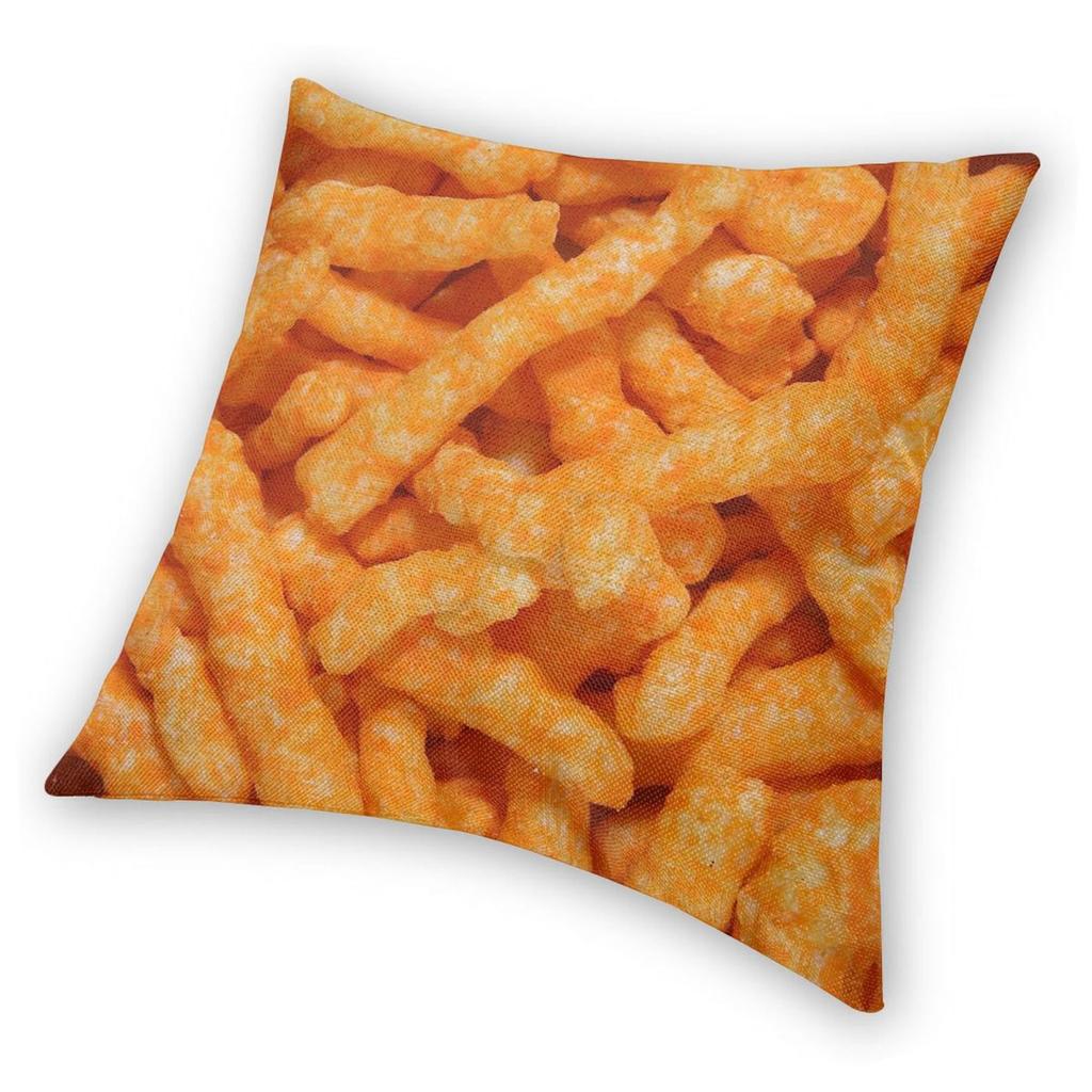 Cheetos Puff Snack Quadratische Kissenhülle Polyester Leinen Samt Muster Reißverschluss Dekor Raum Kissenbezug