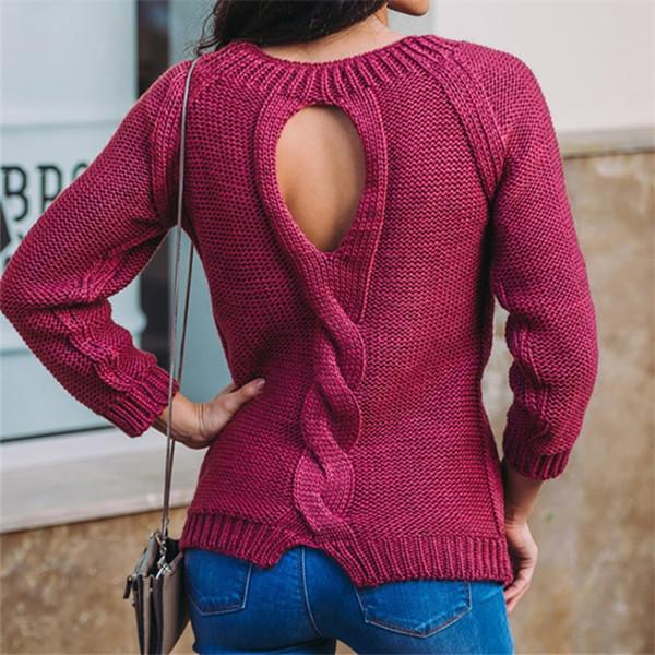 Women's Fashionable Hemp Rope Knitted Detail Round Neck Long Sleeve Sweater Luxurious Relaxed-fit Slimming and Versatile Top