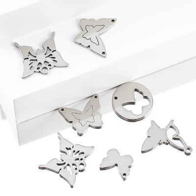 20pcs Stainless Steel Pendants Hollow Butterfly Necklace Charm Earrings Bracelet Butterflies Component DIY Women Jewelry Making