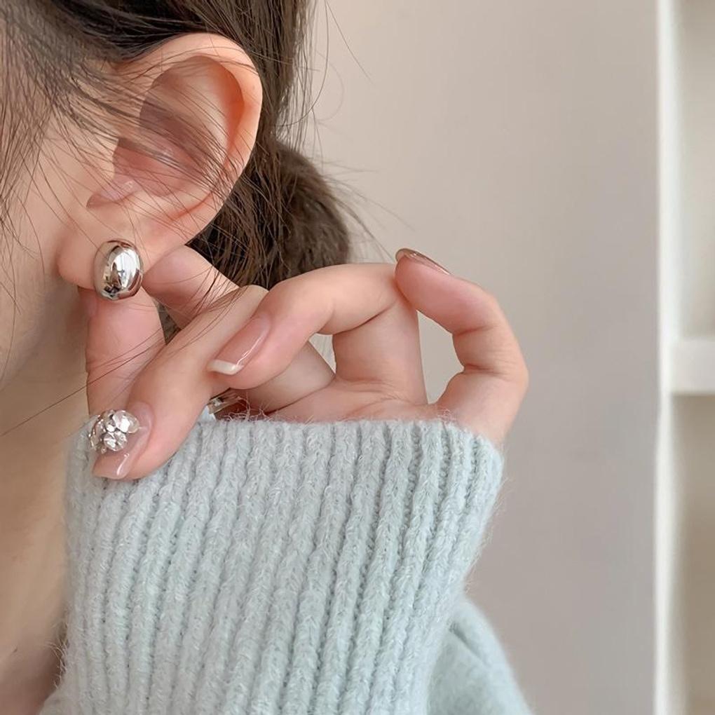 Women's Silver 925 Oval Bold Volume Earrings
