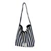 Borsa a Tote in Tela da Donna con Strisce Eleganti e Design Bicolore per l'Uso Quotidiano