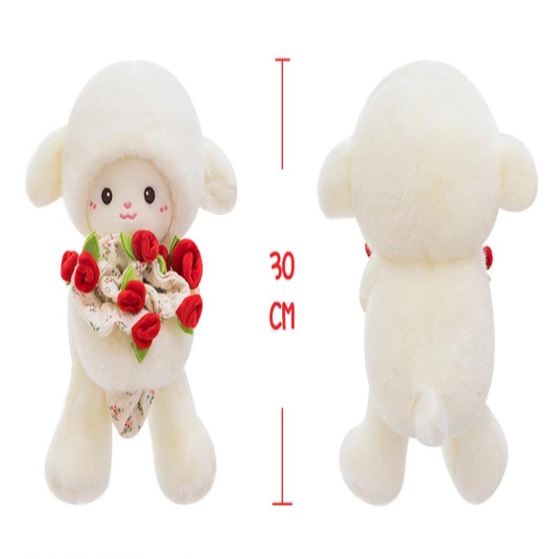 1 Bucată Păpușă Miel Cadou de Îmbrățișare Pentru Prietenă Ziua de Naștere Ziua Îndrăgostiților Buchet de Trandafiri Jucărie de Pluș Animal Moale de Pluș Păpușă de Colecție