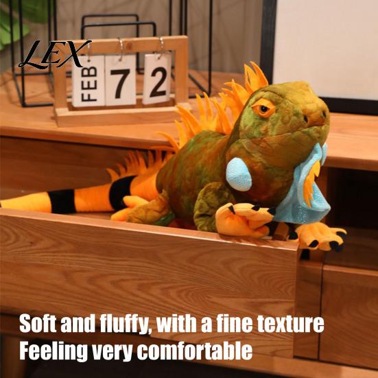 Soft Fluffy Stuffed Animal Realistic Iguana Plush Toy, 80cm Lifelike Lizard with Large Pillow Fur, Long Tail Decor, Novelty Desk Ornament, Collectible