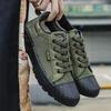 Men's Canvas Shoes Sneakers New Climbing Casual Shoes Fashion Rubber Walking Shoe Men Wear-resistant Lace-Up Work Shoes Zapatos