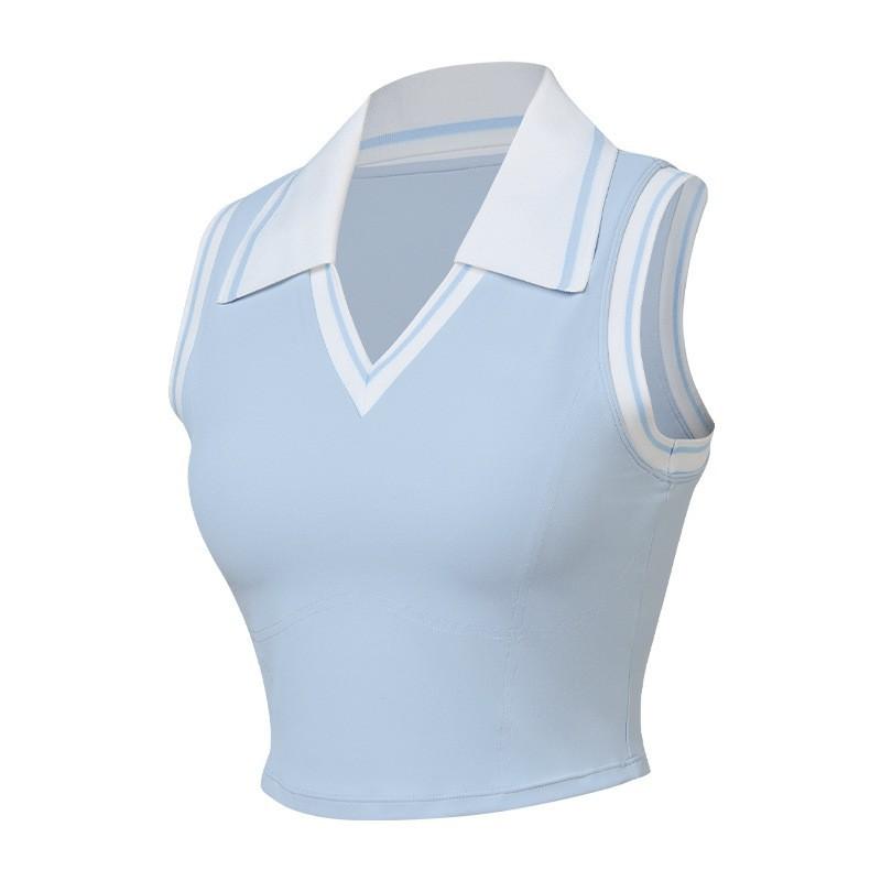 

Tennis Clothes Women With Chest Pads Sleeveless Vest Lapel Sports Quick-drying Fitness Yoga Simple Top Integrated M