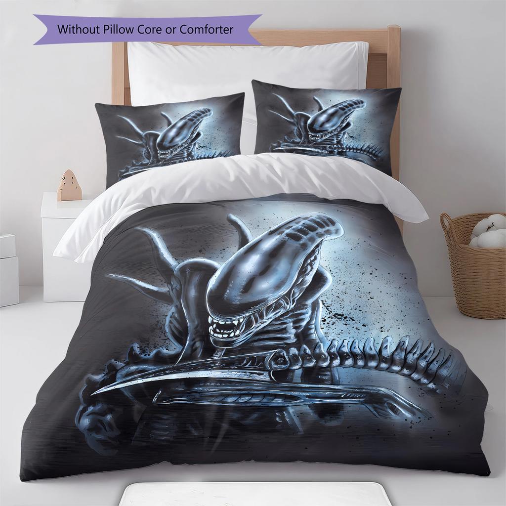 Alien Pattern Bedding,Quilt Set Quilt Cover Pillowcase Home Decoration Birthday Gift (1 * Duvet Cover + 2 * Pillowcase, Without Core)