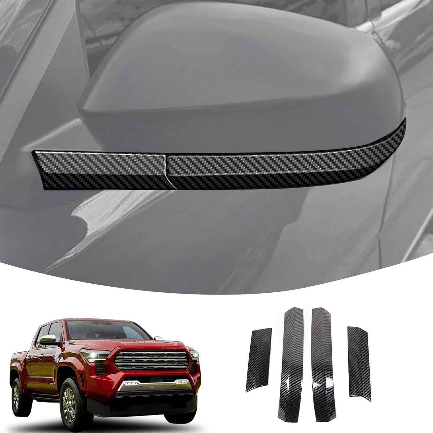 

Car Exterior Door Rearview Mirror Side Cover Trims Compatible with Toyota Tacoma 2024 2025 ABS Exterior Door Rearview Mirror Cover Door Side Moulding carbon fiber grain