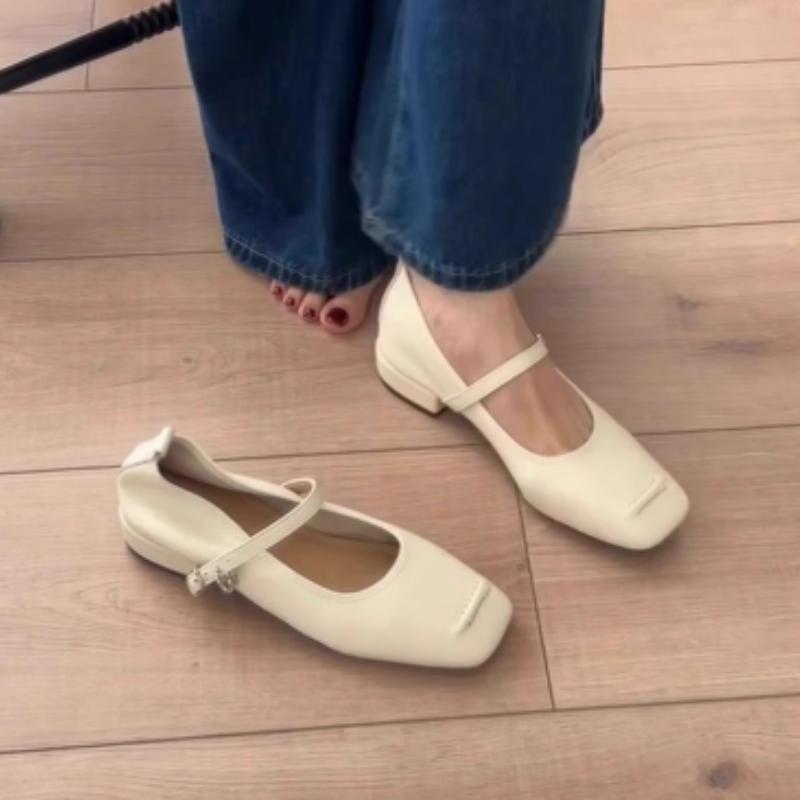 

Мода 2025 Весна/Осень Модные Лоферы с Пряжкой Однотонная Модель с Квадратным Носком Красивые Повседневные и Удобные Zapatos 37