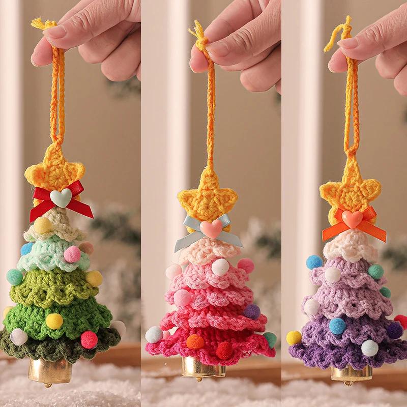 1pcs Stuffed Plants Christams Tress Handmade Crochet Keychains Small Pendant Christams Tree Hangings Decoration