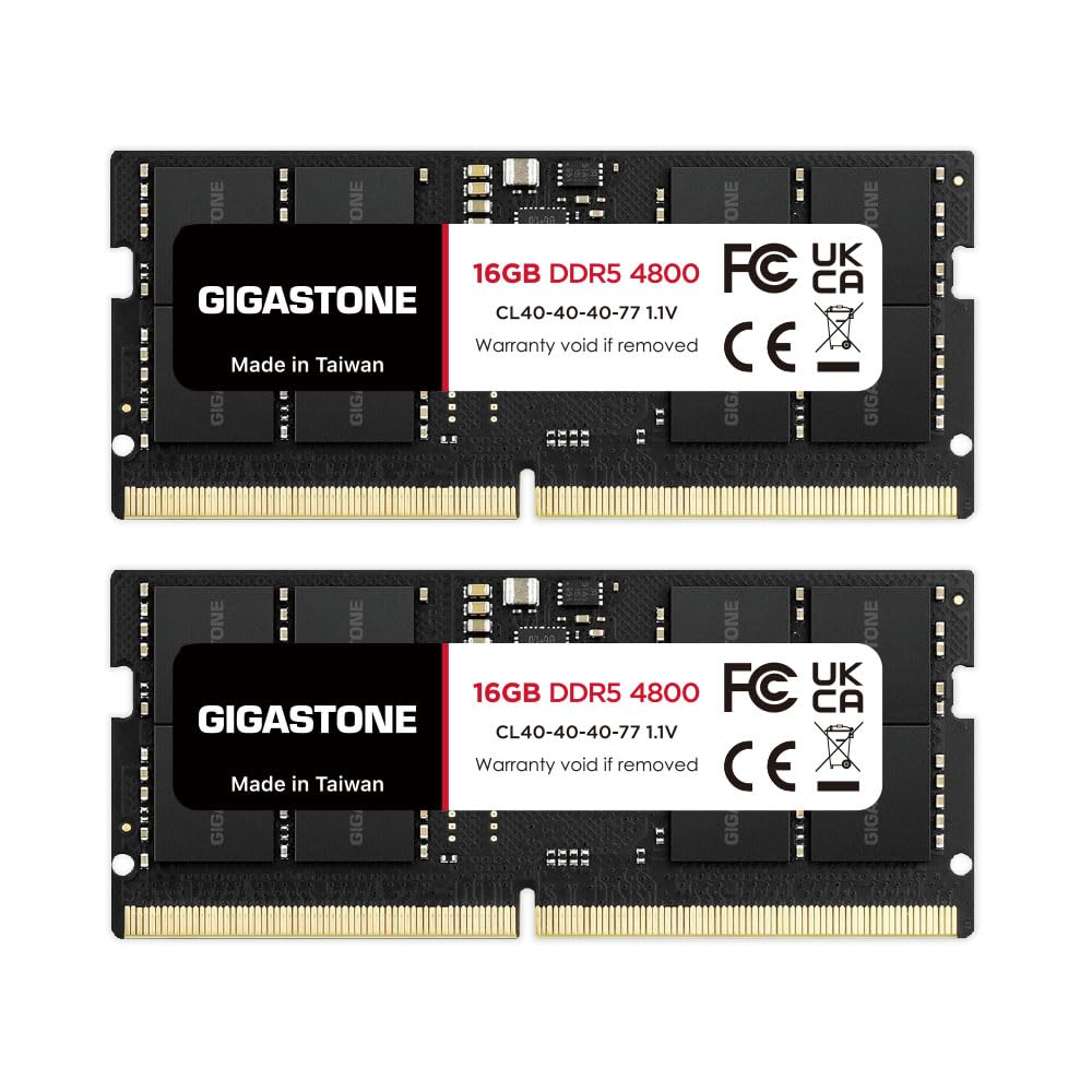 

Продуктивна пам ять GIGASTONE 16 ГБ x 2 DDR5 4800 МГц SODIMM 262 контакти Небуферизований Високопродуктивний Модуль Пам яті для Ноутбуків Тільки для Ноутбуків [Висока]