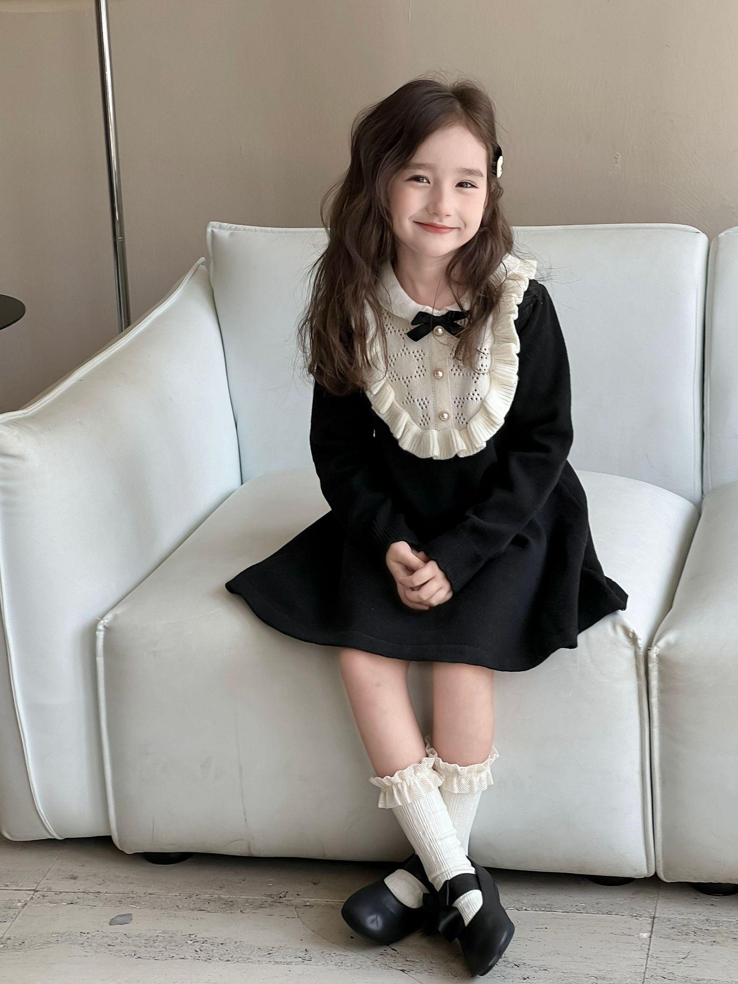 

Korean Style Woolen Dress for Little Girls - Knit Skirt, Fashionable Autumn/Winter Clothing 140 cm