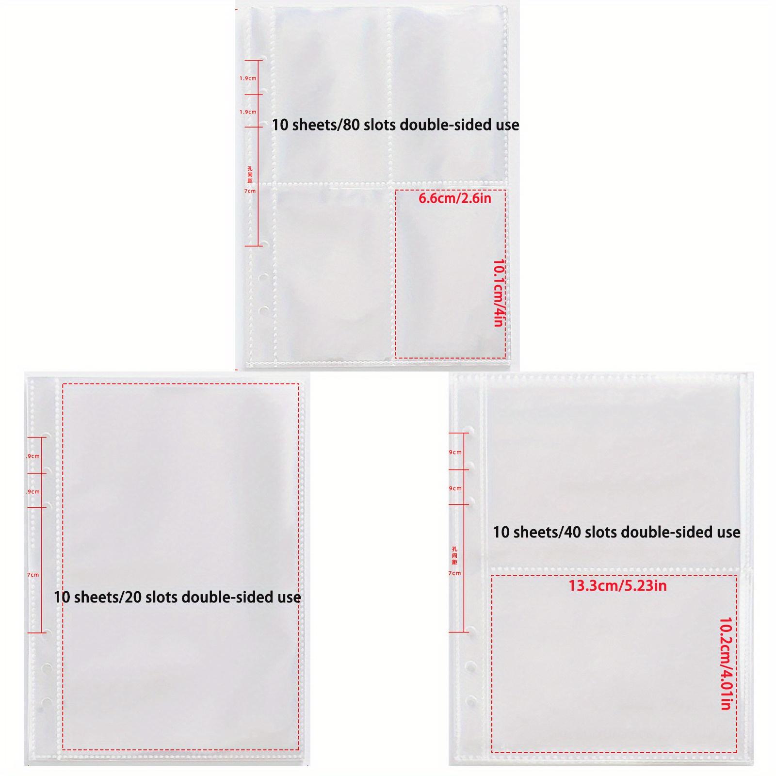 

30 листов карманов для папки А5, Подходят для 6-кольцевых блокнотов-папок, Альбом для коллекции пустых наклеек (3 кармана разного размера)