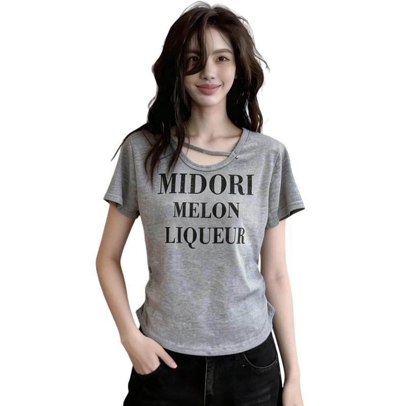 La Chapelle Women s Summer Printed Slim-Fit T-Shirt M