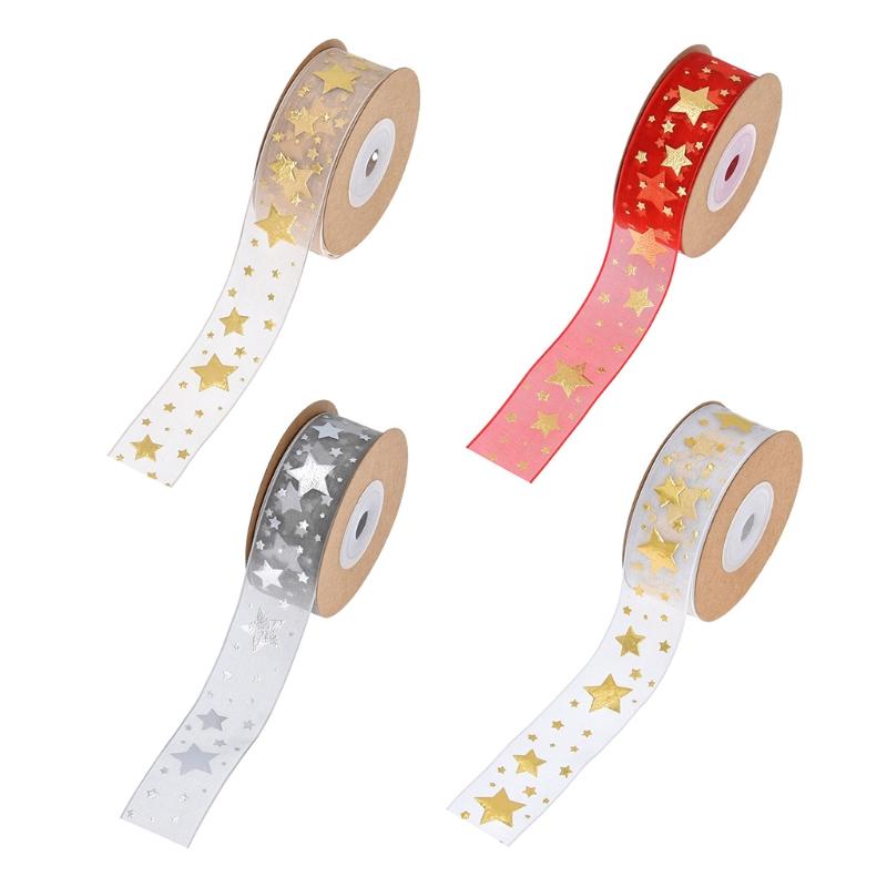 Ribbon Printing Stars Ribbon For Christmas Wedding Decoration Cake Ribbon Gift Wrapping DIY Sewing Handmand Art Craft