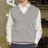 Sleeveless Loose Warm Sweater Vest Men Solid Color V-neck Pullover Waistcoat for Daily Wear