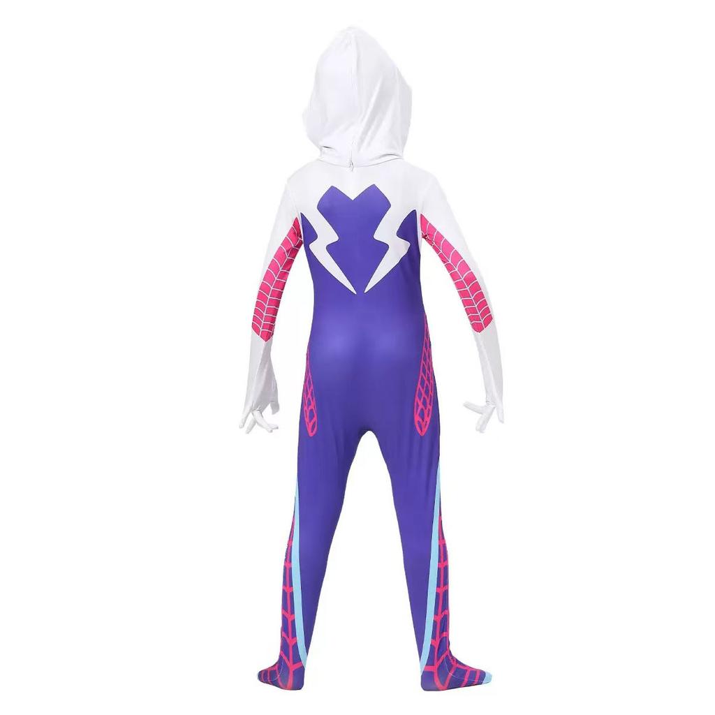 Halloween Gwen Stacy Body Cosplay Kostüm Spider-Man Into the Spider-Verse Jumpsuit für Kinder Erwachsene Dehnbar Atmungsaktiv Spidey Outfit