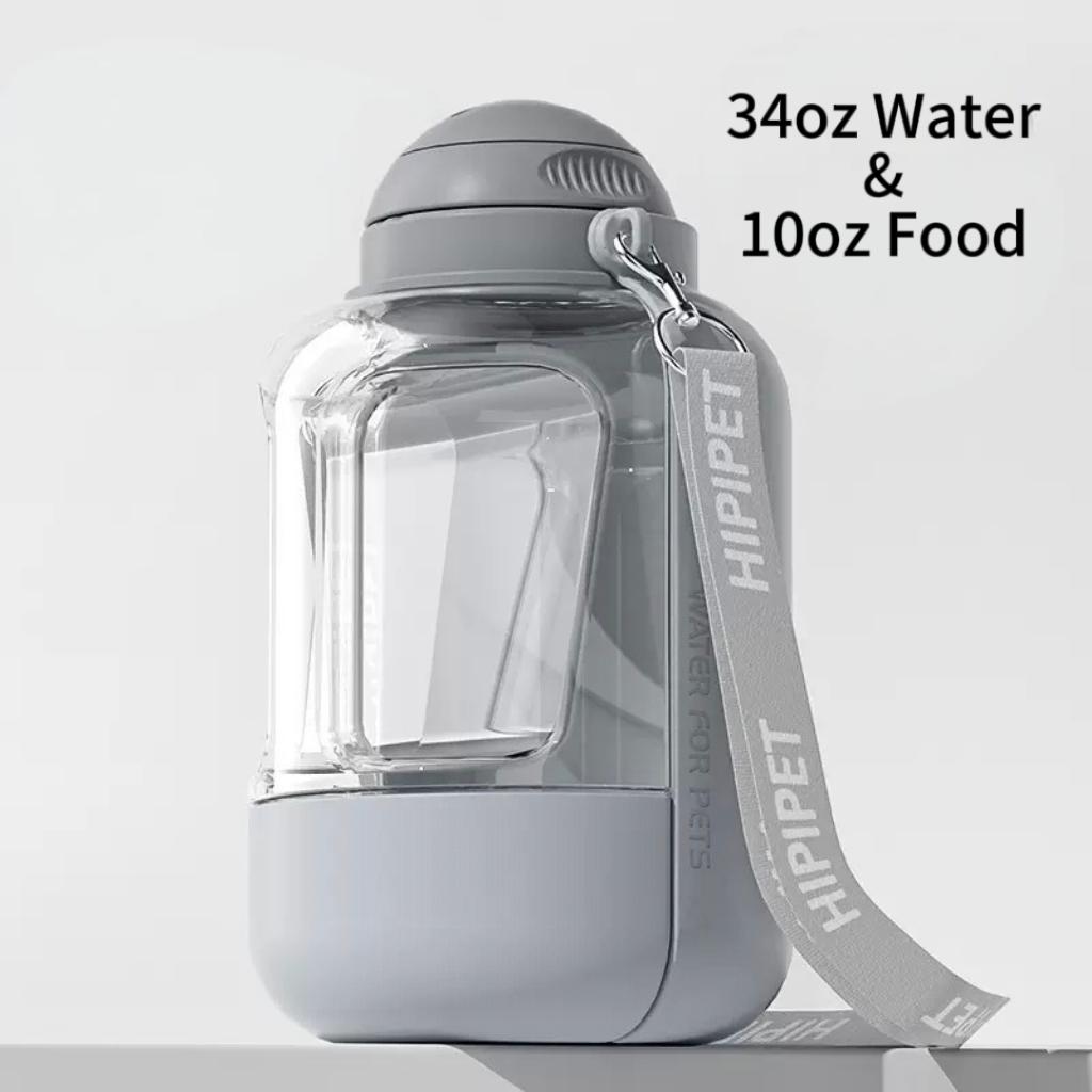 Hipipet Přenosná láhev na vodu pro psy s nádobou na krmivo 34oz Voda 10oz Krmivo Nepropustný Bez BPA Dávkovač vody pro domácí mazlíčky Pro venkovní procházky Turistiku Cestování
