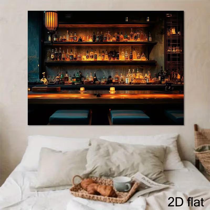 

Bar Nightclub Themed Tapestry, Whiskey Bottles Wall Hanging for Photo Background 47.2x31.5inch/120*80cm