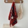 Women's Christmas Scarf Red and Blue Plaid Shawl Student Color Blocked Plaid Scarf