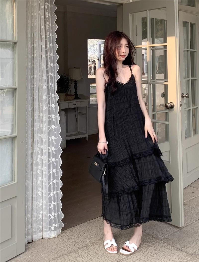 High-End French White Spaghetti Strap Dress - Summer 2026 Beach Vacation Style for Girls & Women Medium