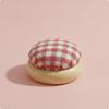 Plaid Pincushion Handmade DIY Wooden Base Pin Cushion for Crafters, Tailors, Craft Table