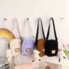Portable Corduroy Bear Phone Crossbody Bag Mobile Phone Coin Purse Fashionable Cross Small Bag Corduroy Mini Bag