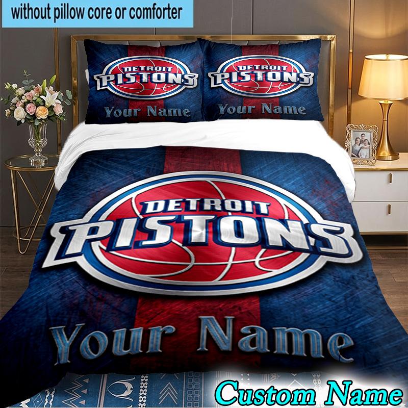 Custom Name 3PCS Pistons Detroit Logo Bedding Set,Including  Duvet Cover And 2pcs Pillowcases Perfect for Bedroom,Dormitory,Fan Christmas Gift