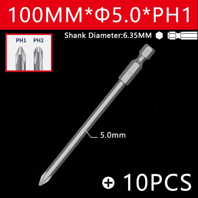 10pcs 100mm Cross Screwdriver Bits Set Alloy Steel Electric Screwdriver 1/4 Inch Hex Screw Driver Bits Hand Tools PH1 PH2