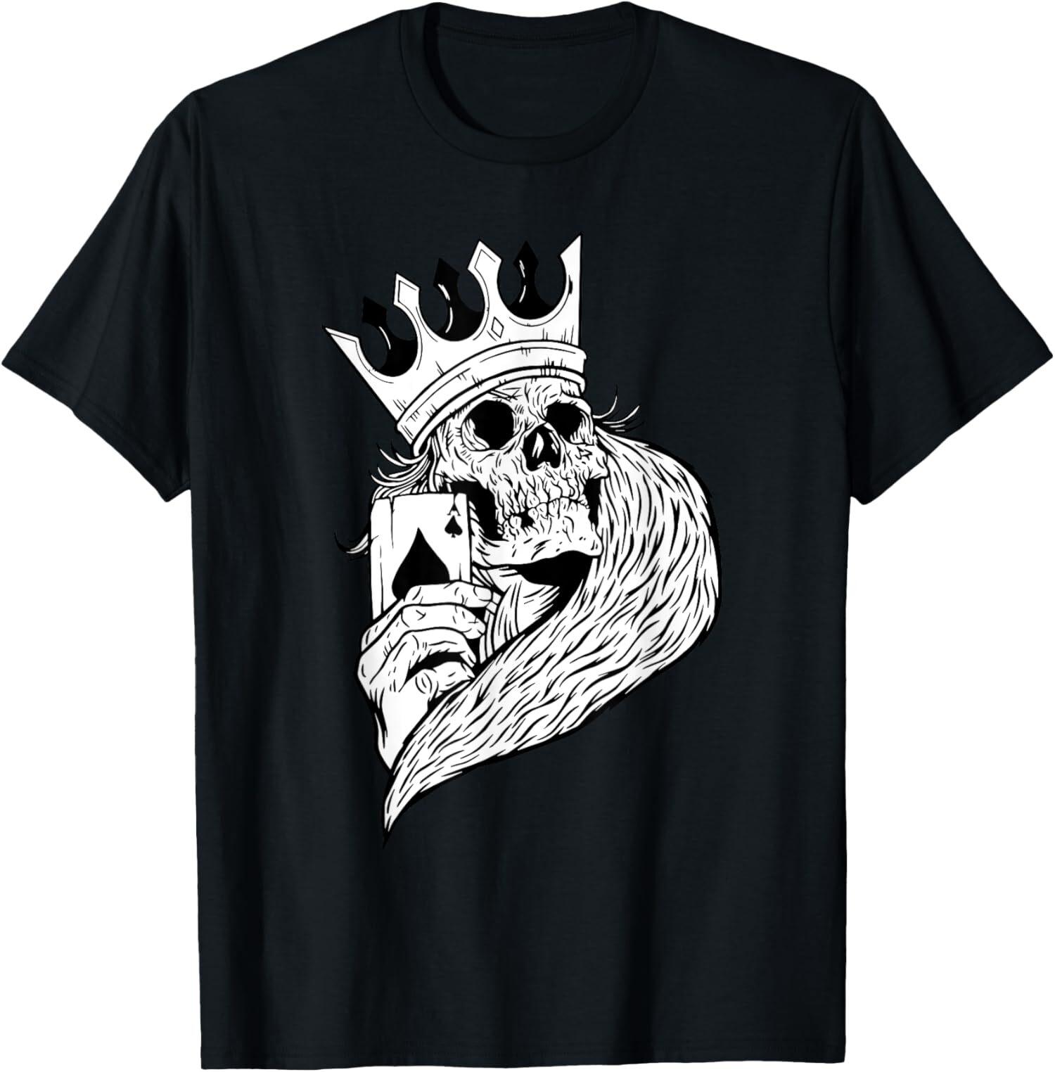 NEW LIMITED Poker King Skeleton Skull Ace Of Spades Gambling T-Shirt S