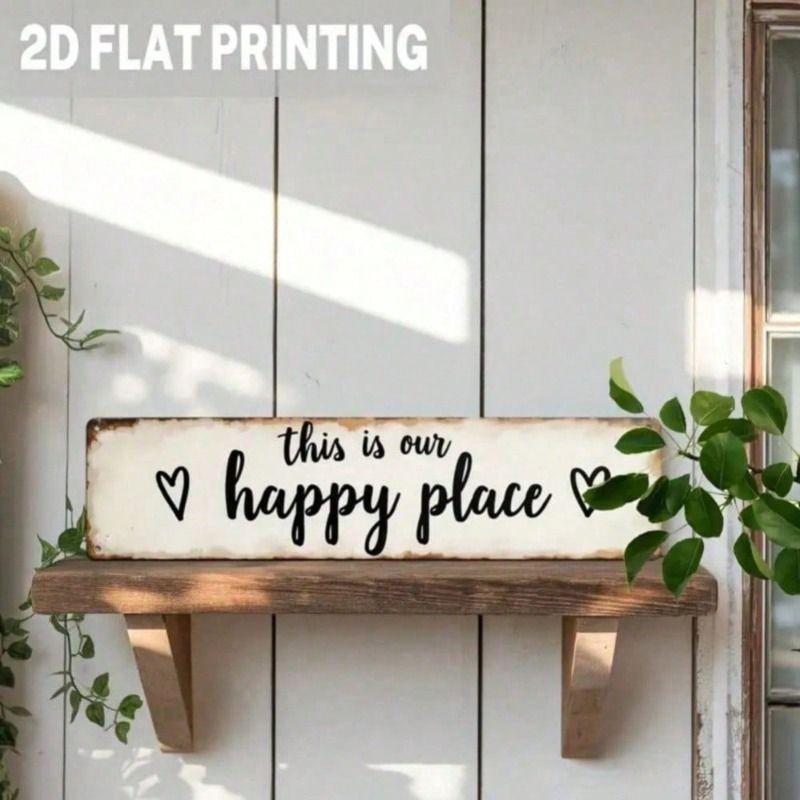 Metal Wall Poster Vintage Sign  Our Happy Place  Living Room Decor