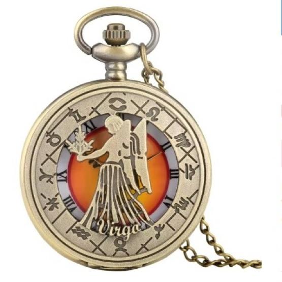 Vintage Retro Hollow Twelve Zodiac Map Design Animal Quartz Pocket Watch Unisex Men Women Necklace Pendant Clock Chain Classic Dial Jewelry Gift