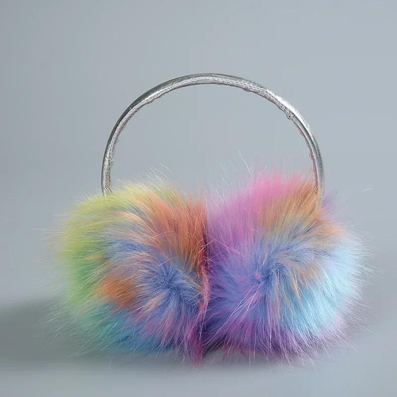 Fashion Color Fluffy Fairy Cold - Proof Imitation Rabbit Fur Top - Mounted Earmuffs for Warm Winter
