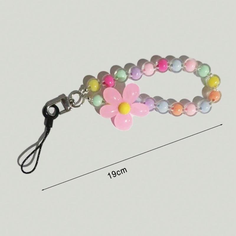 Multicolor Beaded Lanyard Handmade Flower Bead Phone Strap Bracelet Bag Pendant Keychain Inspired Summer Floral Bridesmaid Gifts Phone Charm