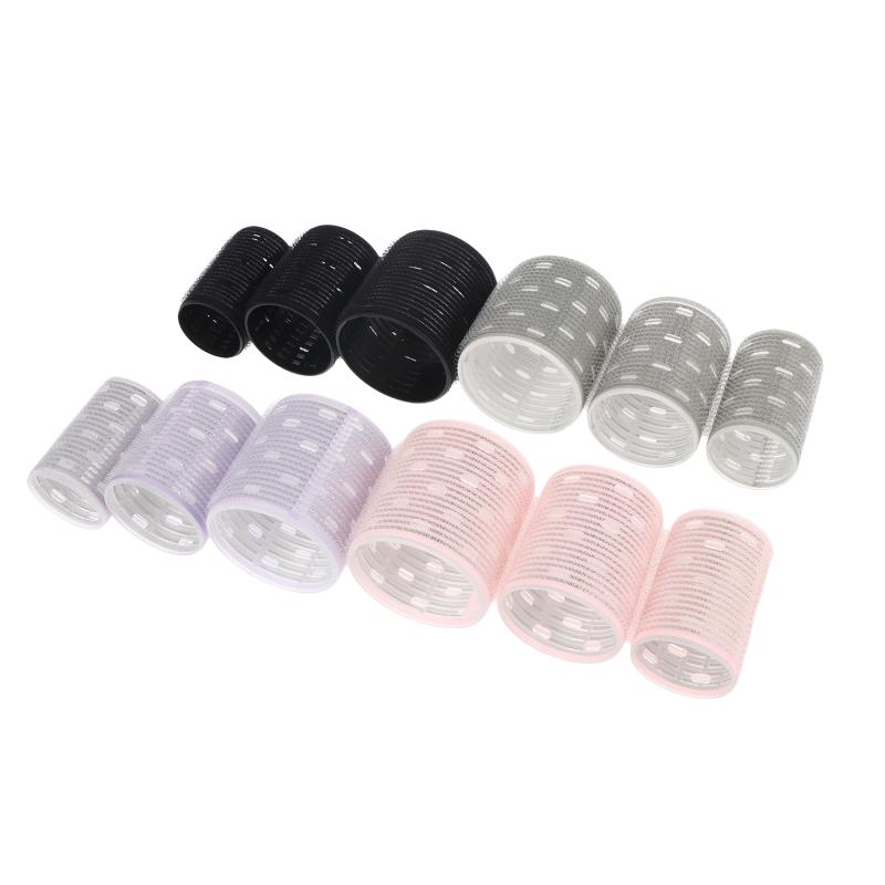 Set da 8 Pezzi di Bigodini Neri Grigio con Nucleo in Alluminio Extra Large, Multiple Misure, Velcro, Jumboo, per Frangia ad Aria, Magic Sleep Curl Bar 60mm