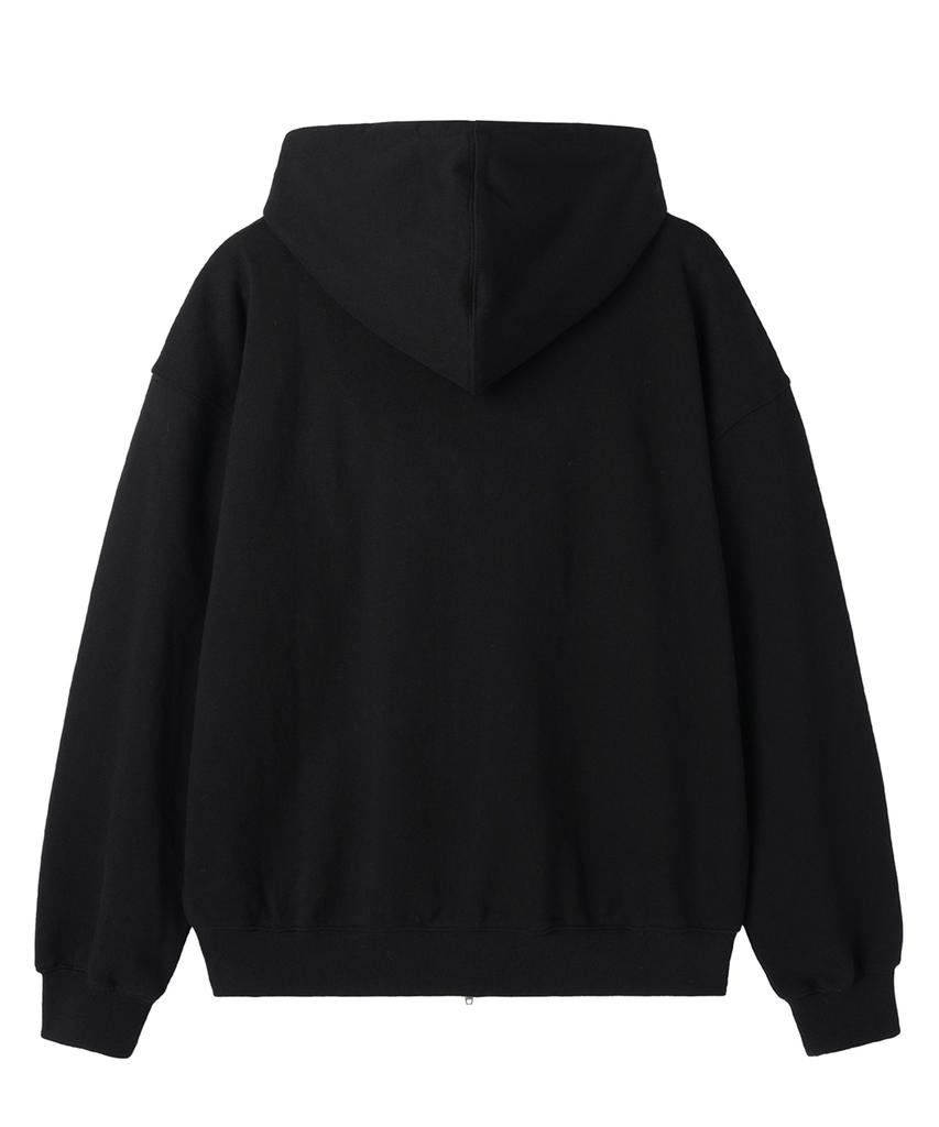 Openyard(Oy) Old Leather Patch Hoodie Zip Up - Black