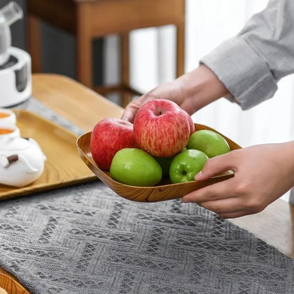 7Pcs/Set Durable Imitation Wood Grain Snack Plates Plastic Small Simple Tea Art Dish with Storage Box 14cm Square Tray