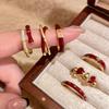 Ankela Red Enamel Open Ring: Women's Luxury Retro Index Finger Stacking Ring