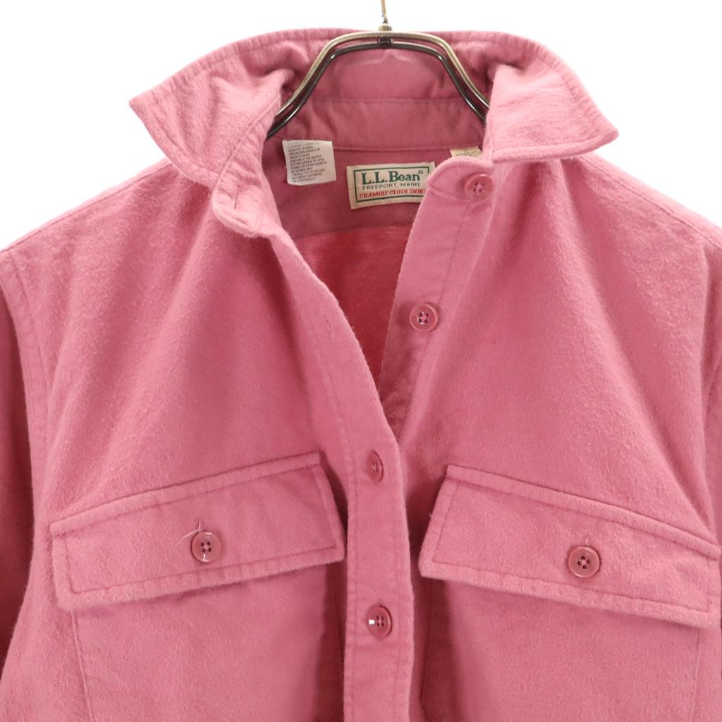 L.L.BEAN 80s Old USA Made Long Sleeve Flannel Shirt 6 Pink Outdoors Women Used