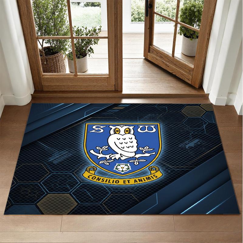 Sheffield Wednesday Design Crystal Velvet Rug Soft Decorative Mat for Bedroom Entrance