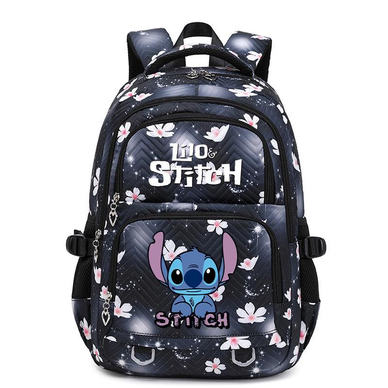 Teen Girl Student Schoolbag with Stitch Pattern Printed Backpack, Children's Large-capacity Schoolbag, Cute Cartoon