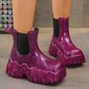 Damen Leichte Wasserdichte Chelsea Knöchel Regenstiefel - Rutschfest, Schlüpfschuhe aus Gummi für den Winter