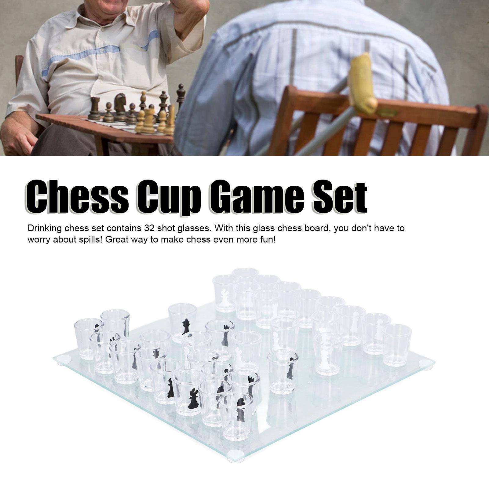 Happy Time For Kids White Shot Glass Chess Set Drinking Game Set Chess Board With Shot Glass Chess Pieces 22.5X22.5cm Shot Glass Chess Set Drinking Game