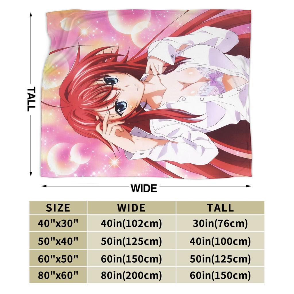 High School DxD Rias Gremory Anime Flannel Blanket Anime Soft Warm Throw Blanket for Bedroom Travel Bedspread Sofa Bed Cover