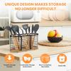 Utensil Holder for Kitchen Counter- Large Utensils Holder Farmhouse Cooking with Wooden Base Matte Black Cooking Utensil Holder