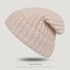 Big Head Siding Wool Hat Women Loose Warm Pile Knitted Hat Cold Hat Big Face Showing Small Knitted Ear Protection Hat