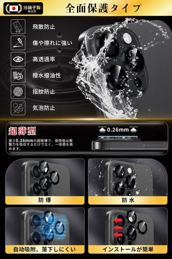 Boiyiklonn iPhone 16 Pro folie na fotoaparát iPhone 16 Pro Max Návod na ochranu krytu fotoaparátu Letecká hliníková slitina Vyrobeno v Japonsku Asahi Glass Hardness 9H