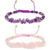 5-8mm Unregelmäßige Splitter Perlen Armband Zerstoßener Natürlicher Stein Amethyste Rosenquarze Perlen Charm Armbänder für Damen Herren Zirkon